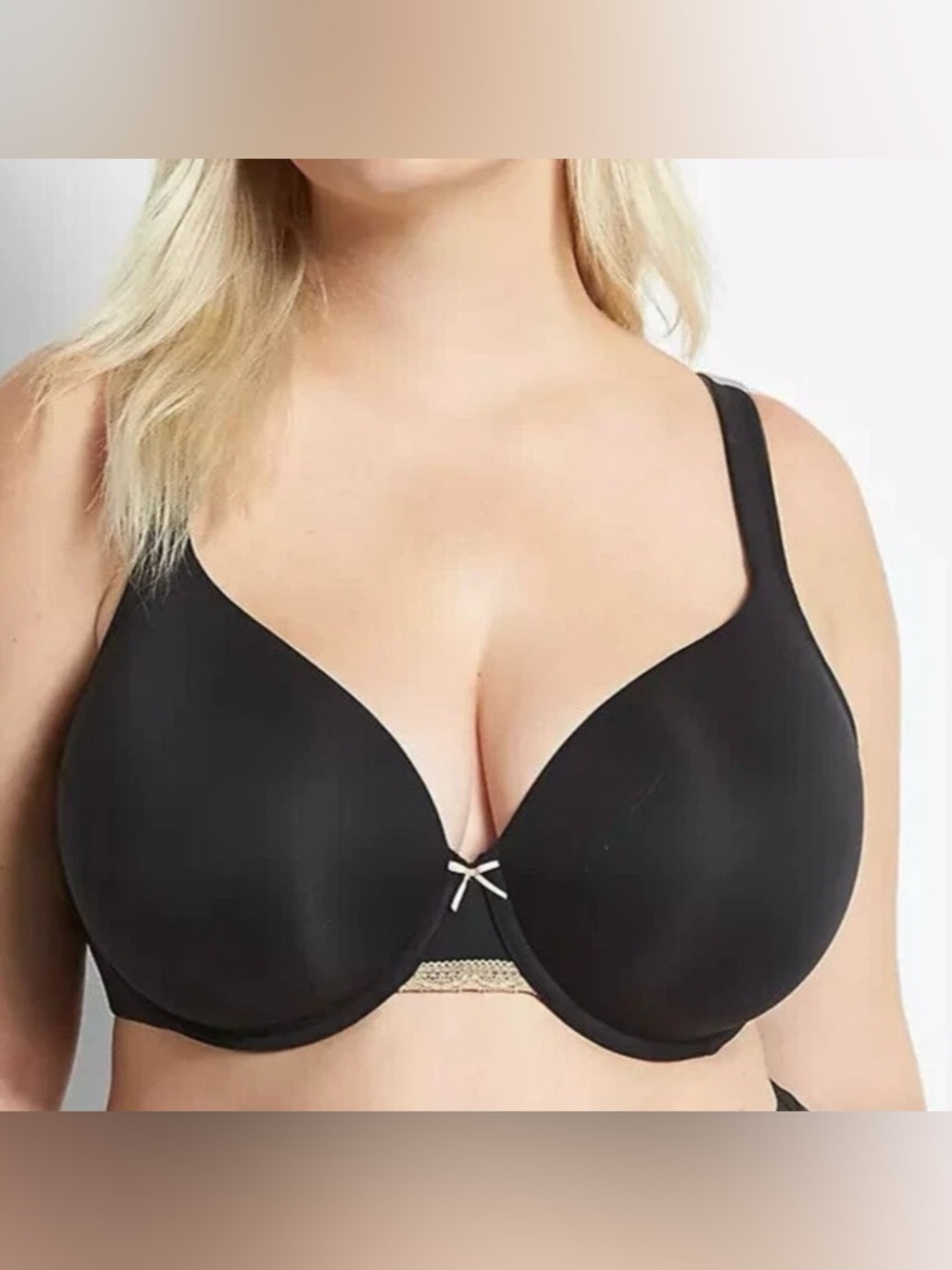 Cacique Bra Full Coverage Smooth Lightly Lined Underwire Black Size 38DDD